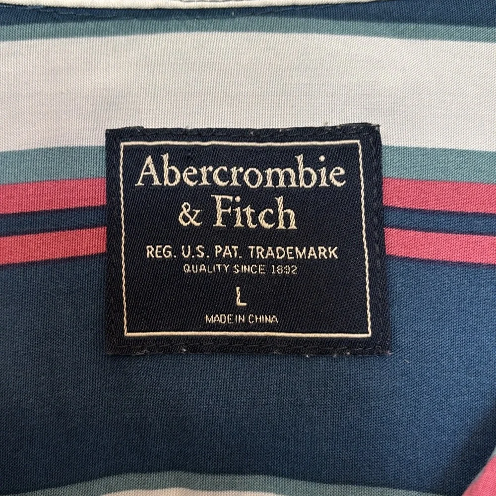 Abercrombie & Fitch Red, Blue, and White Striped Casual Shirt - Picture 4 of 10